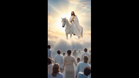 Jesus comes back to earth on a white horse to take his people home