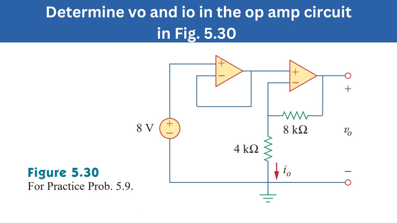 Practice Prob 5.9 | Determine vo and io in the op amp circuit in Fig. 5.30 | FEC 4th Edition