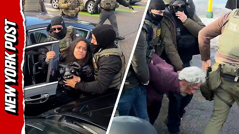 ICE agents drag people out of cars in front of protesters