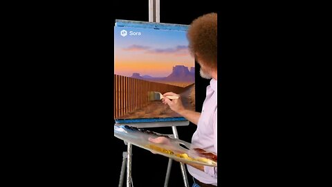 Bob Ross painting the border wall