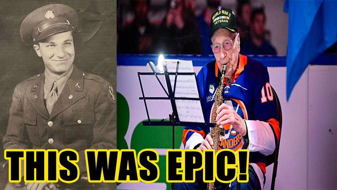 104 year old WWII vet SHOCKS NHL crowd with National Anthem! USA USA CHANTS BREAK OUT!