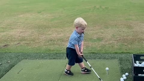 2-Year-Old Rory Takes Over the Driving Range in Waco