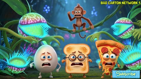 Jungle Horror Comedy: Eggs Cartoon, Bread, and Pizza Cartoon Chaos! 🍕🥚🥖