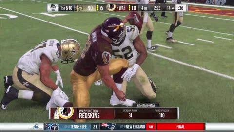 1966 REDSKINS vs MADDEN 18 , PLAYOFFS , VS THE SAINTS