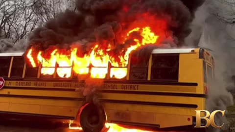 School bus with 15 students bursts into flames during morning route