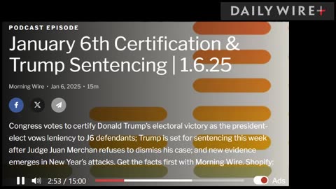 J6 Certification, Merchan Trump Sentencing, NY Attacks- Morning Wire 1.6.25 -Audio Only-