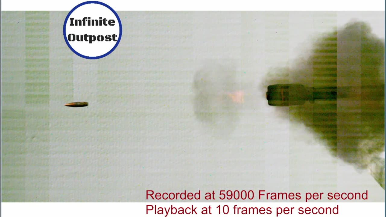 High Speed Camera catches 50bmg at 59000fps - Playback at 10fps