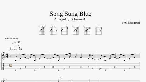 Guitar Tabs for Song Sung Blue