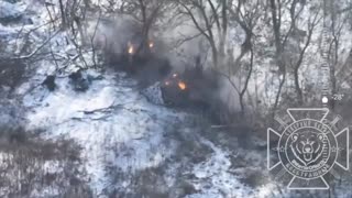 FPV Drone Strike Takes Out Ukrainian 120mm Mortar in Kursk Region