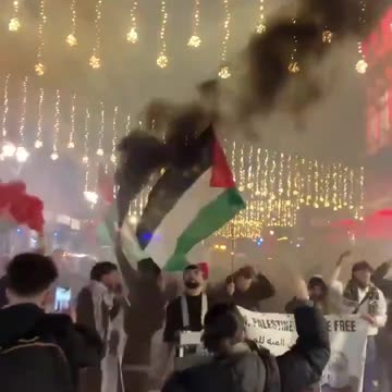 BREAKING: At the opening night of the Christmas market in Brussels, masked Islamists set off smoke bombs, attacked families, and waved Palestinian flags.