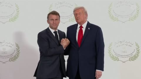 Trump and Macron "arm-wrestle" at Gaza Peace Summit.