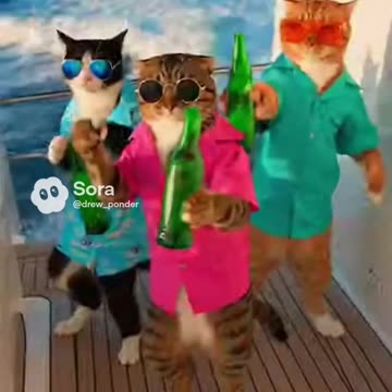 These Cats Just Turned a Yacht Into a Party Boat #Sora #Ai #ViralVideo