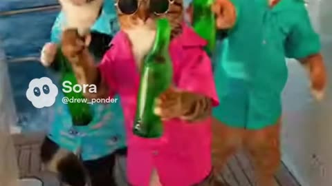 These Cats Just Turned a Yacht Into a Party Boat #Sora #Ai #ViralVideo