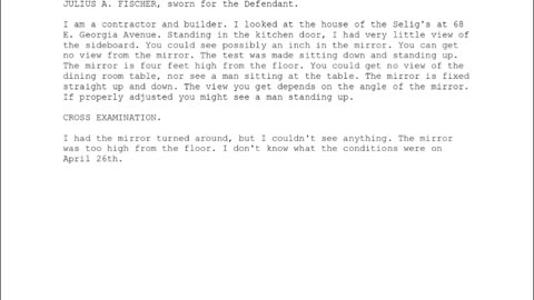 JULIUS A FISCHER, Sworn In For The Defendant, 111th To Testify