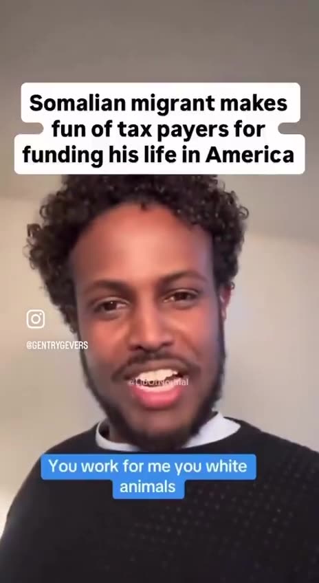 Somalian migrant makes fun of hardworking White Americans who support his freeloading lifestyle