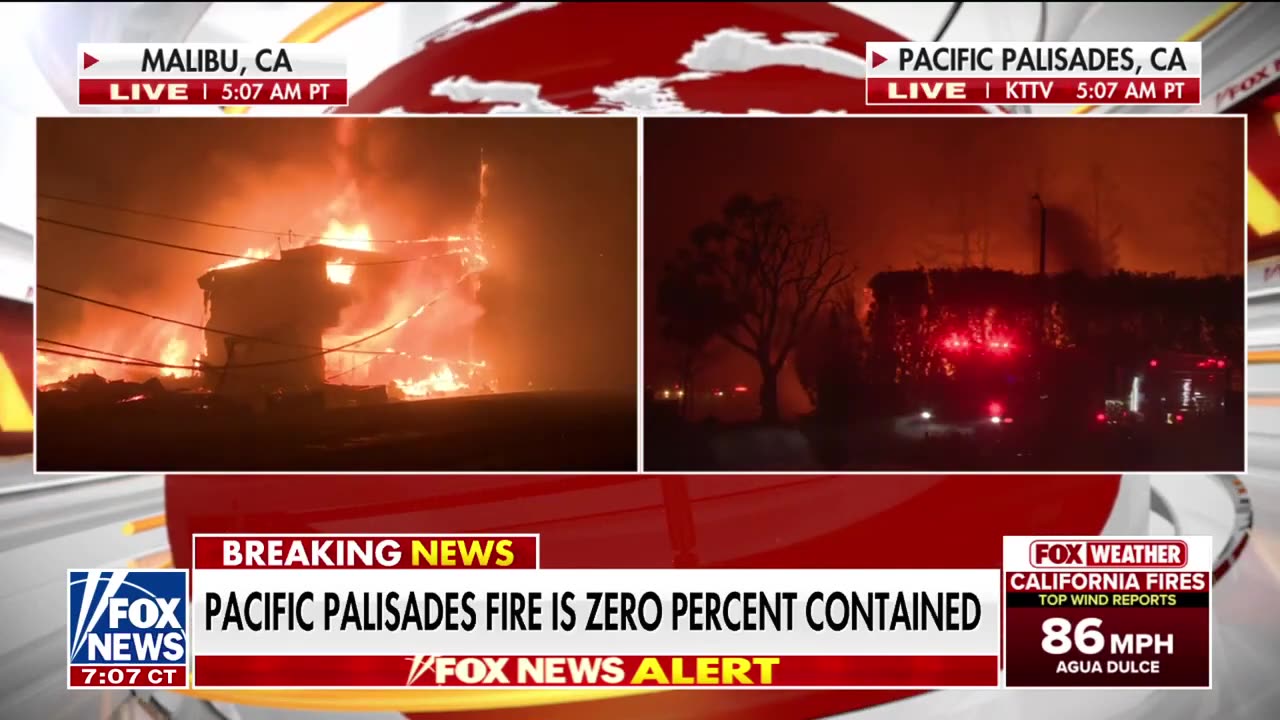 WATCH Power line falls as strong winds fuel LA fires, engulfing homes