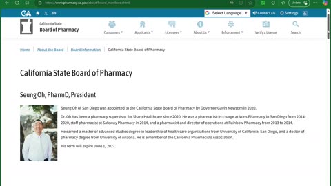 CALIFORNIA BOARD OF PHARMACY PRESIDENT SEUNG OH: DID YOU KNOW A BABY IS DEAD?