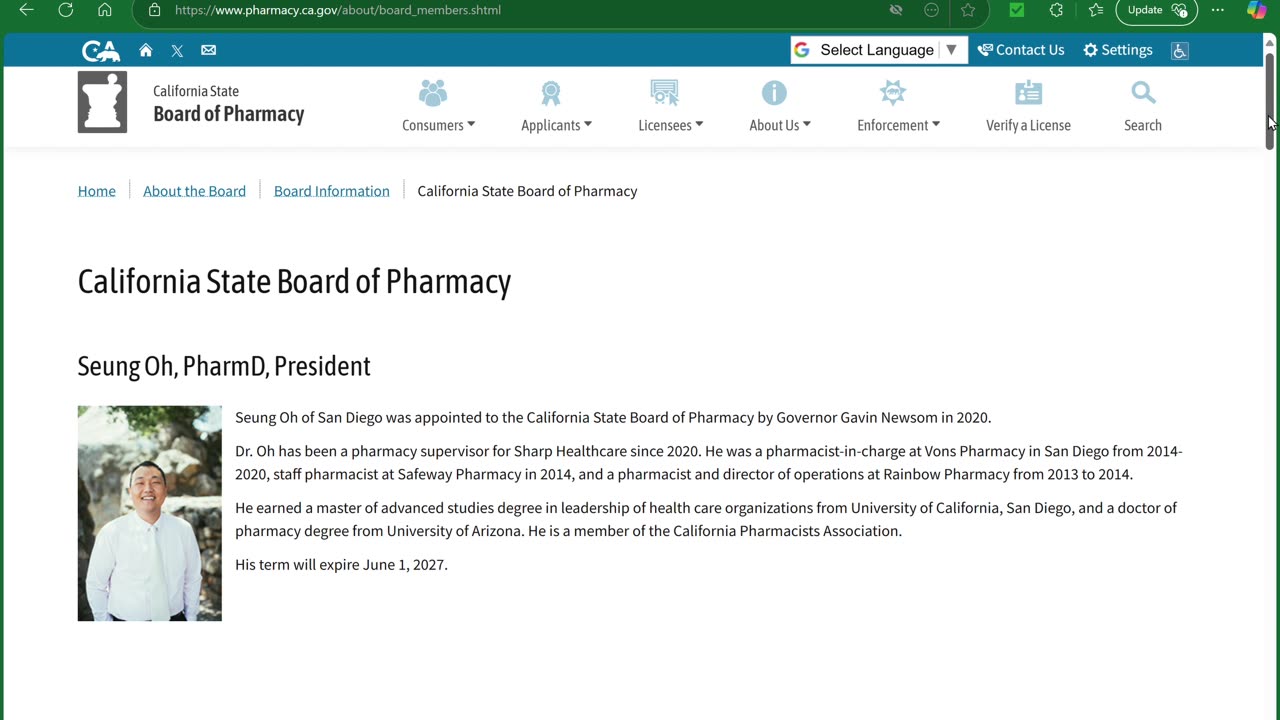 CALIFORNIA BOARD OF PHARMACY PRESIDENT SEUNG OH: DID YOU KNOW A BABY IS DEAD?