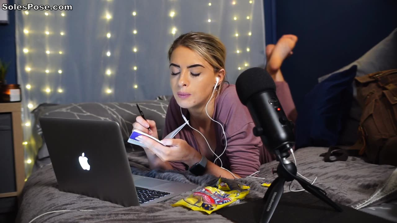 Typing ASMR Delight: Feet in Soles Pose with Captivating Sounds