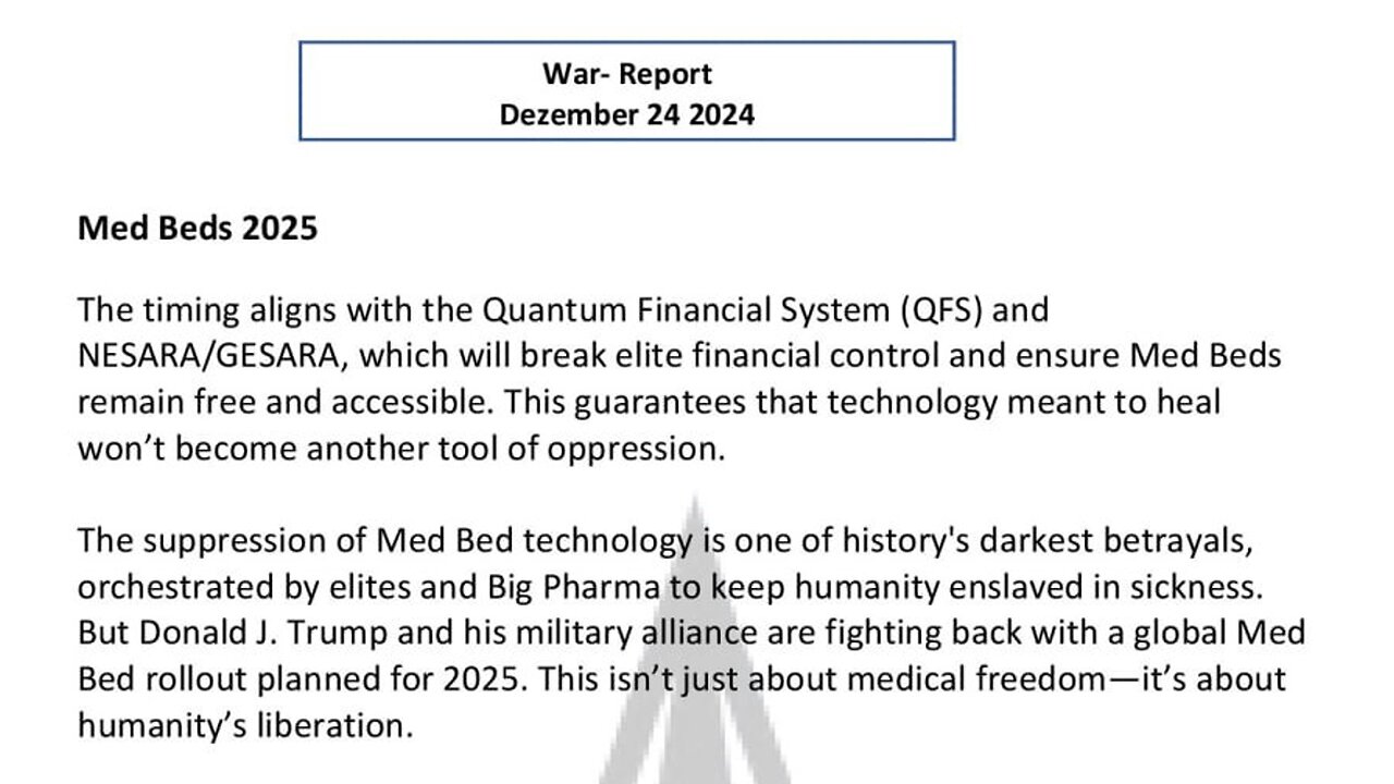 WAR REPORT - DEZEMBER 24 2024 - MEDBEDS 2025