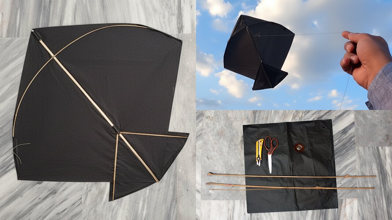 Simple Kite Making & kite flying with Bamboo Stick - Adda kite Making - Easy Kite - GolgappaY kites