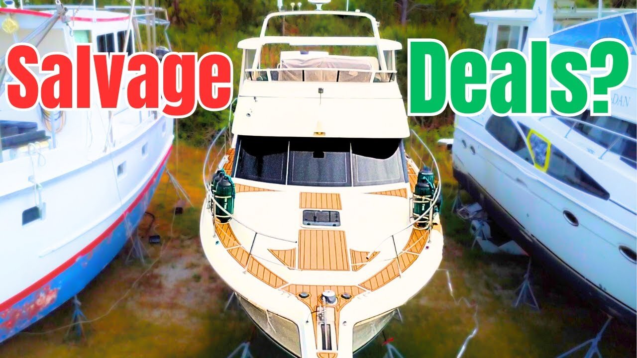 Hurricane Damaged Auction boat for sale $1 Minimum Bid | 1999 35' Carver *Diesels | HarborYachtTours