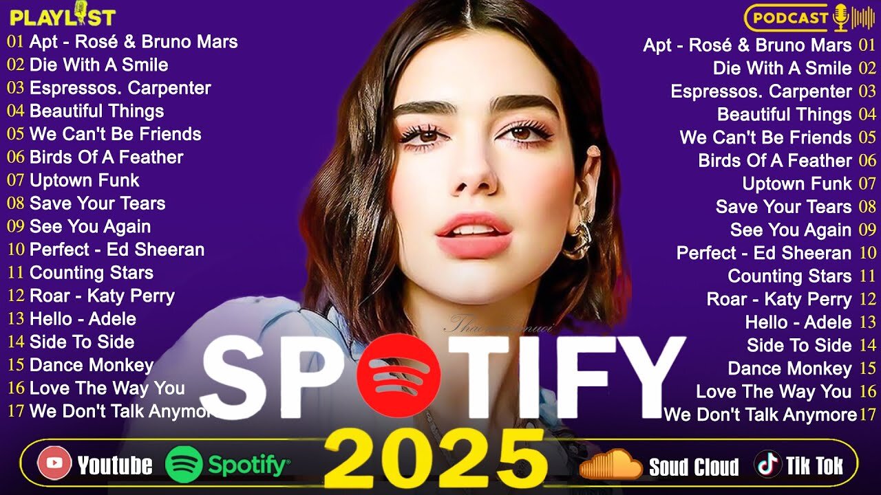 Dua Lipa, Adele, Maroon 5, Rihanna, The Weeknd - Pop music 2025 *ROAD TO 100 FOLLOWERS*