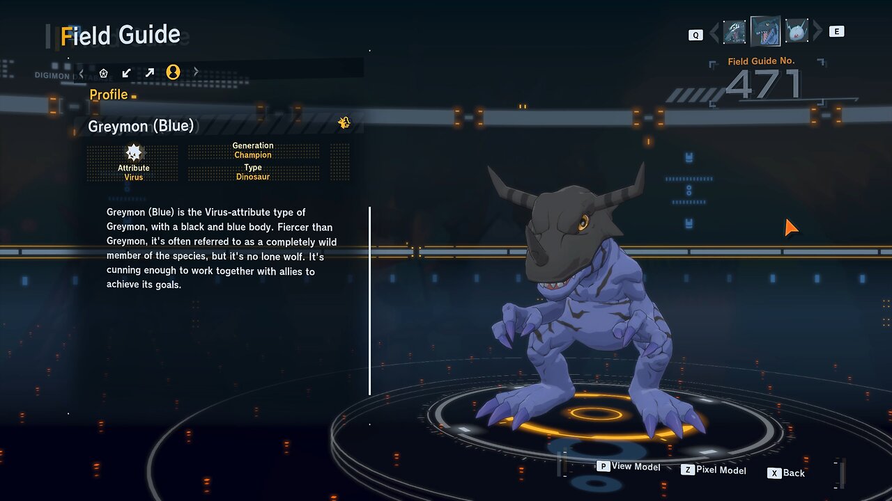 greymon (blue) all digivolution/de-digivolution/profile Digimon Story Time Stranger