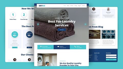 Laundry Service Website Design: HTML, CSS & JS || Free Source Code