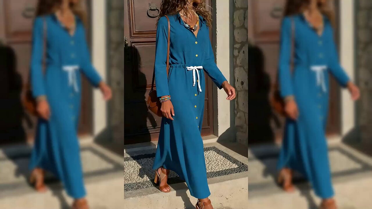 Button-Down Long Sleeve Dress