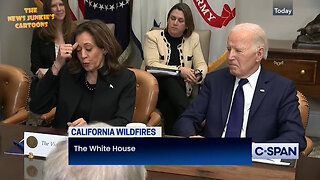 9 days until this POS expiration: Biden can't even read a phone number from a script in front of him, says to Kamala "you fire away, no pun intended" while talking about the fire devastation in LA, blames "global warming."