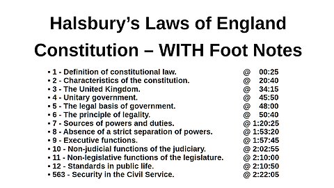 Halsbury’s Laws of England – Constitution – With Foot Notes