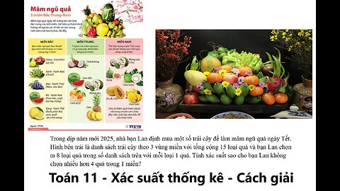 Toán 11:Trong dịp năm mới 2025, nhà bạn Lan định mua một số trái cây để làm mâm ngũ quả ngày Tết