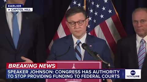 Speaker Johnson says that Congress can and will defund and shut down federal district courts that are obstructing President Trump.