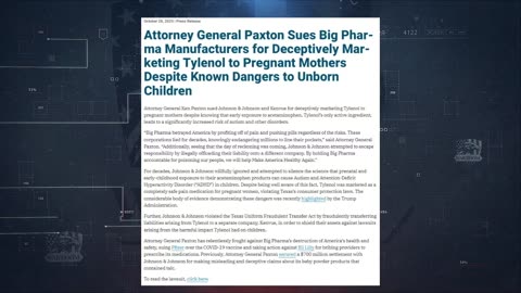 AG Paxton Sues Big Pharma Manufacturers For Deceptively Marketing Tylenol To Pregnant Mothers