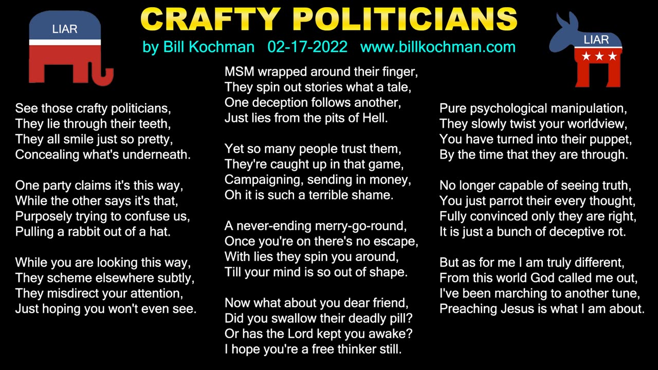 CRAFTY POLITICIANS -- an original song by Bill Kochman.