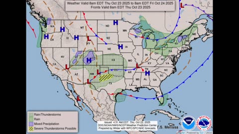 National Weather forecast for Thursday October 23, 2025