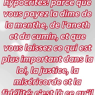 "Justice, Miséricorde et Fidélité : Les Priorités du Cœur" Matthieu 23:23#shorts #youtube #jesus #yt