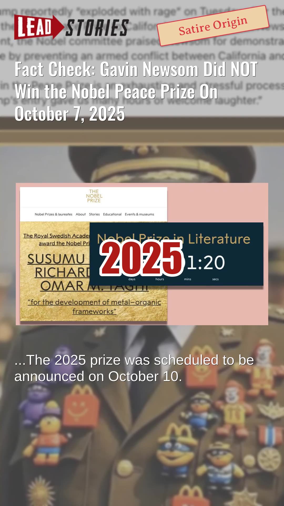 Fact Check: Gavin Newsom Did NOT Win the Nobel Peace Prize On October 7, 2025