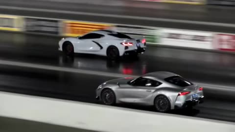 Corvette VS Supra VS Mustang : Corvette Wins The Quartermile Drag Race