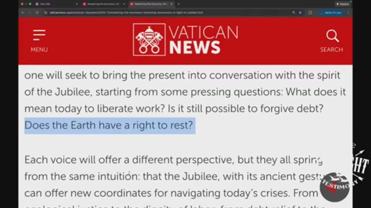 Ватикан призывает к всемирноЙ субботе для перезапуска мировой экономики!