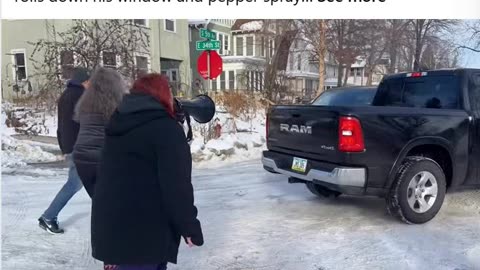 The scene that unfolded as federal agents were trying to leave the scene of the deadly shooting Wednesday in Minneapolis—An agent rolls down his window and pepper sprays the woman as she’s banging on the window:
