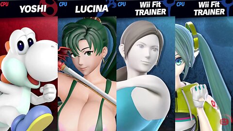 White Yoshi vs Thick Lyn (bikini) & Wii Thick Trainer & Boxing Miku [MAKI SSBU Rumble Exclusive Request]