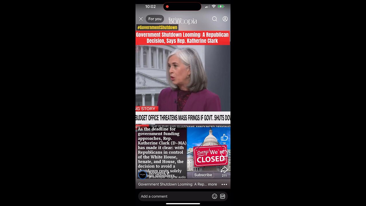 Fb Budget Shutdown GOP Decision https://www.facebook.com/share/r/1B3Lu2x52s/?mibextid=wwXIfrn