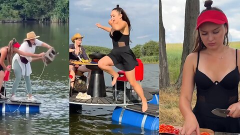 Giant Ostrich Egg Omelet on a Floating Grill - Unique Outdoor Cooking #cooking #asmr #garden