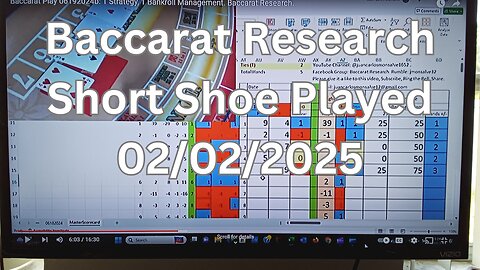 Baccarat Research: Short Shoe Played 02/02/2025: 1 Strategy, 3 Bankroll Management.