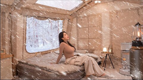 ❄ CAMPING IN THE SNOW STORM WITH 2 BEDROOM AIR TENTㅣ
