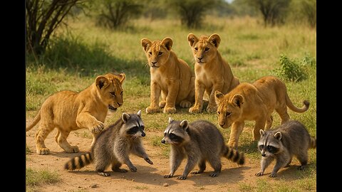 Young Lions and Raccoons
