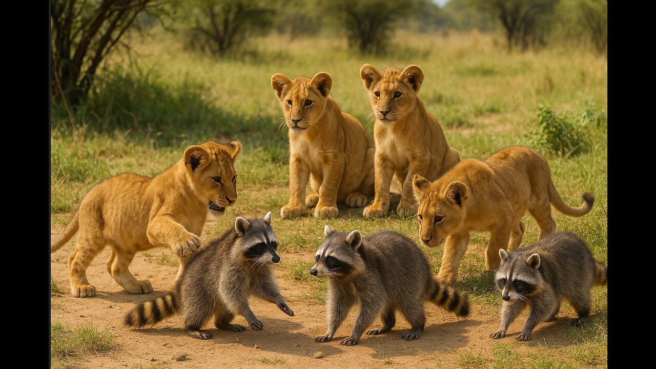 Young Lions and Raccoons