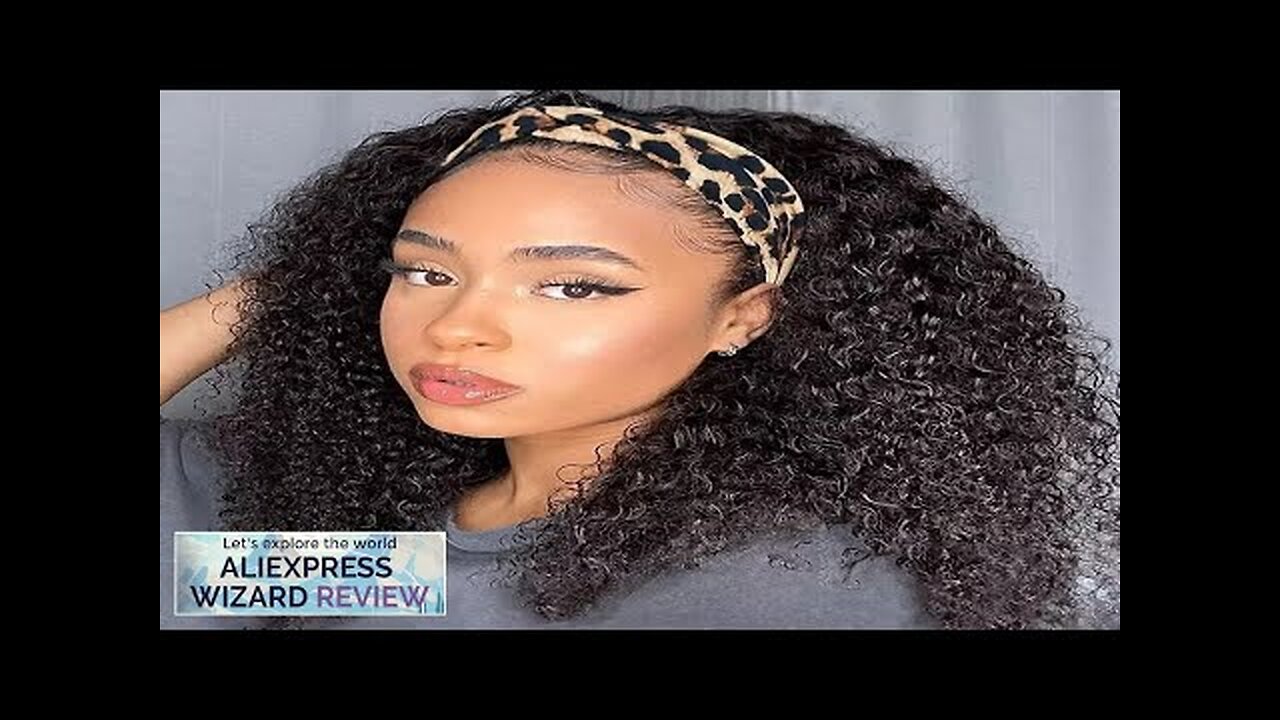 Afro Kinky Curly Human Hair Headband Wig For Black Women 180% Density Review